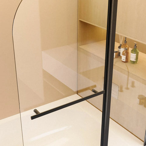 43 Zoll B x 58 Zoll H, rahmenlose Faltduschtüren für Badewanne, 1/4 Zoll (6 mm) dickes SGCC-Hartglas, Mattschwarz