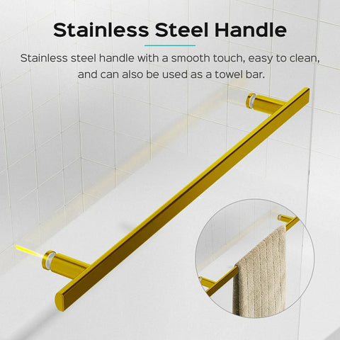 31 Zoll B x 55 Zoll H, rahmenlose Duschtüren für Badewanne, 1/4 Zoll (6 mm) dickes SGCC-Hartglas, gebürstetes Gold
