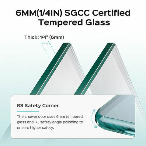31 Zoll B x 55 Zoll H, rahmenlose Duschtüren für Badewanne, 1/4 Zoll (6 mm) dickes SGCC-Hartglas, gebürstetes Gold