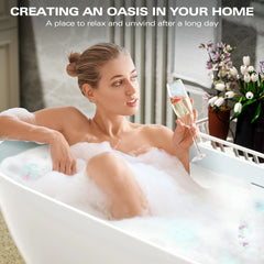 AISU Freestanding Solid Surface Bathtub, Luxury Engineered Stone Resin Freestanding Soaking Bathtub with Overflow and Pop-up Drain for Contemporary Bathroom, Matte White