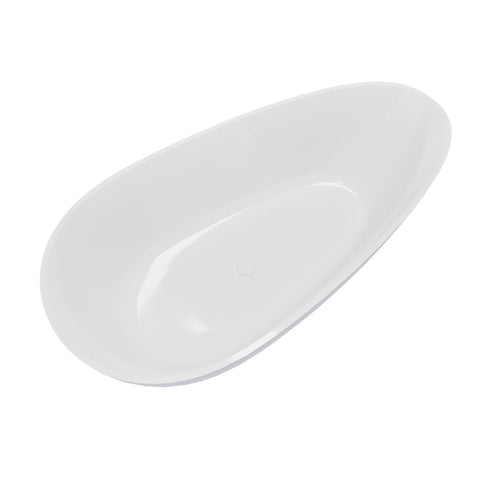 AISU 59" freistehende Badewanne aus massivem Material, luxuriöse, handgefertigte freistehende Badewanne aus Steinharz mit Überlauf und Pop-up-Abfluss, glänzendes Weiß