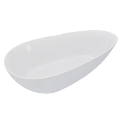 AISU 59" Freestanding Solid Surface Bathtub, Luxury Handcrafted Stone Resin Freestanding Soaking Bathtub with Overflow and Pop-up Drain, Glossy White