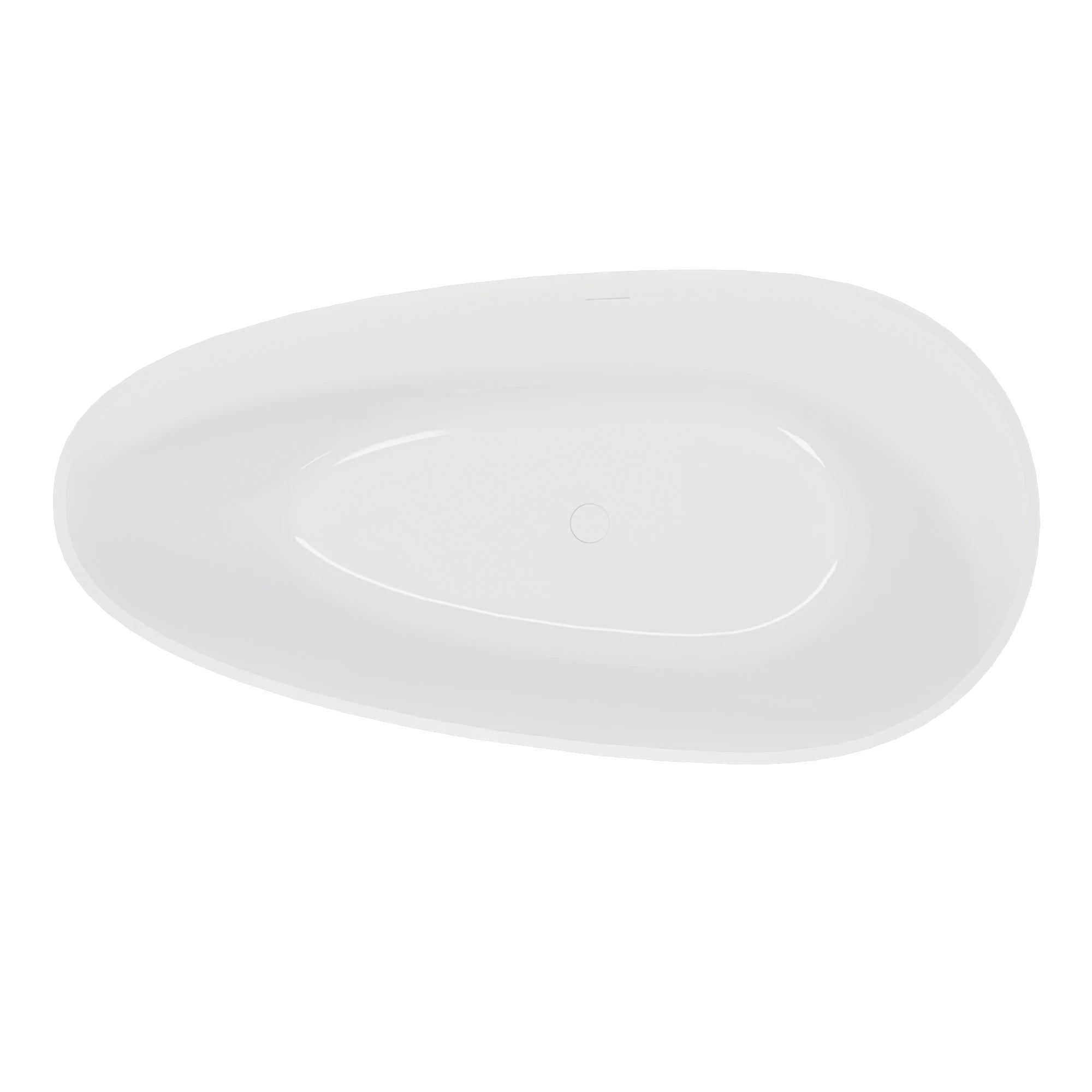 AISU 59" freistehende Badewanne aus massivem Material, luxuriöse, handgefertigte freistehende Badewanne aus Steinharz mit Überlauf und Pop-up-Abfluss, glänzendes Weiß