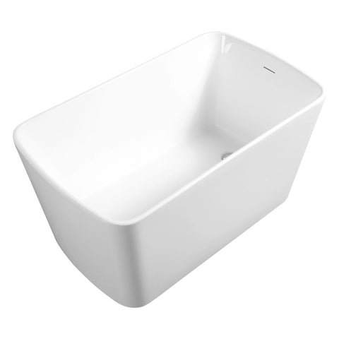 AISU 49'' freistehende Badewanne aus Acryl, quadratischer japanischer Whirlpool, Chrom-Überlauf und Schnellablauf