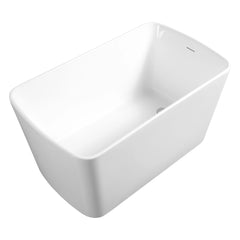 Baignoire autoportante en acrylique AISU 49'', bain à remous japonais carré, trop-plein chromé et vidange rapide