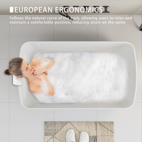 AISU 49'' freistehende Badewanne aus Acryl, quadratischer japanischer Whirlpool, Chrom-Überlauf und Schnellablauf