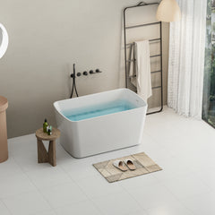 Baignoire autoportante en acrylique AISU 49'', bain à remous japonais carré, trop-plein chromé et vidange rapide