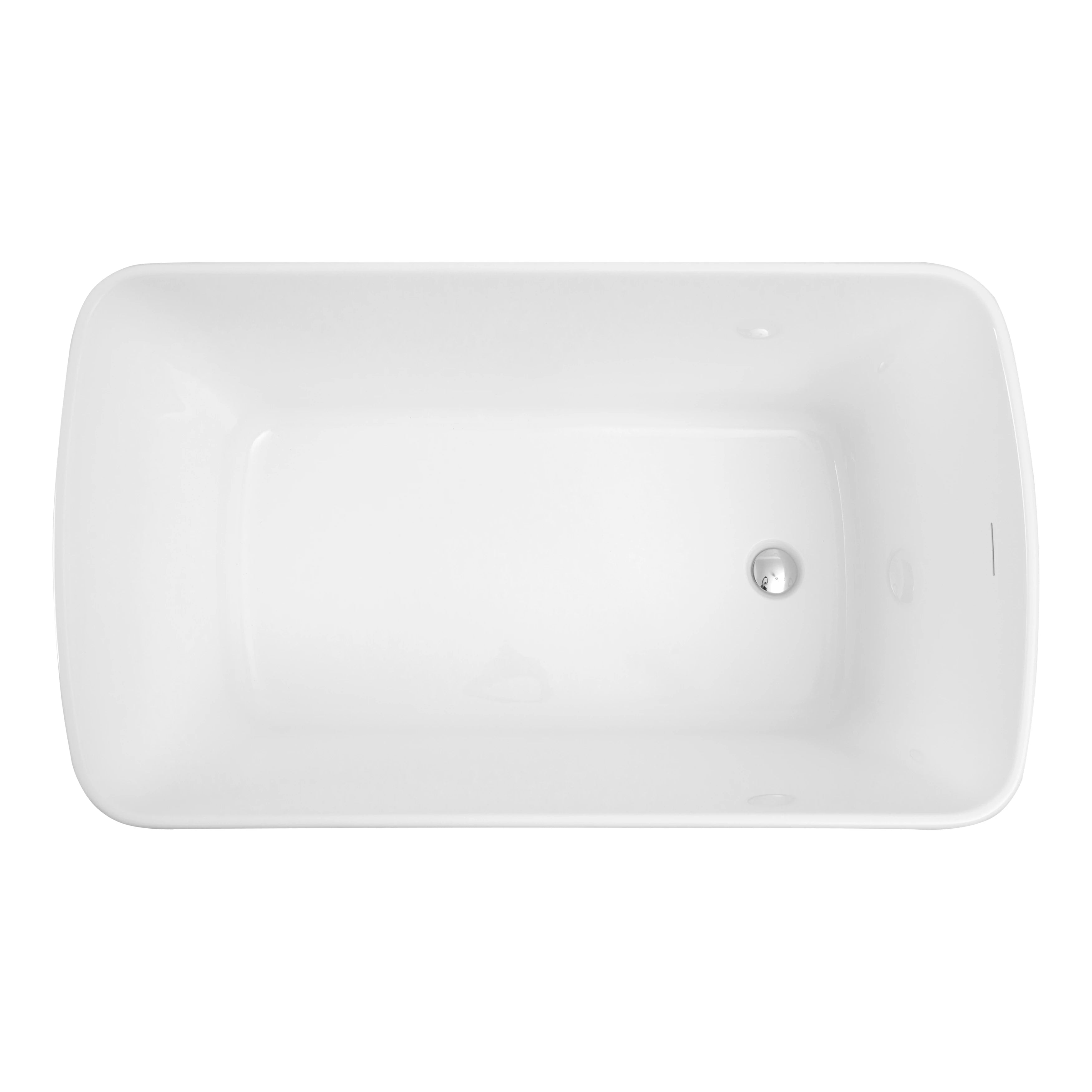 AISU 49'' freistehende Badewanne aus Acryl, quadratischer japanischer Whirlpool, Chrom-Überlauf und Schnellablauf