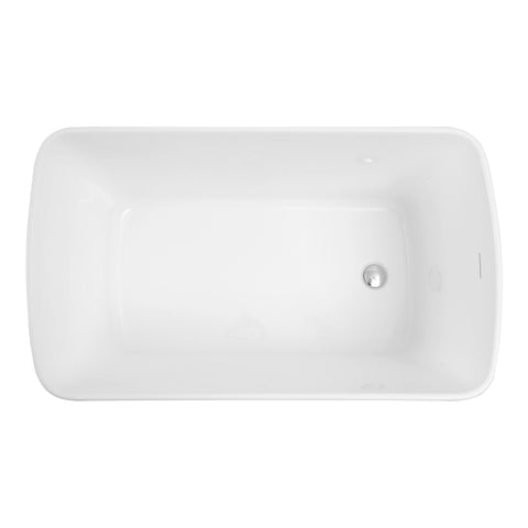 AISU 49'' freistehende Badewanne aus Acryl, quadratischer japanischer Whirlpool, Chrom-Überlauf und Schnellablauf