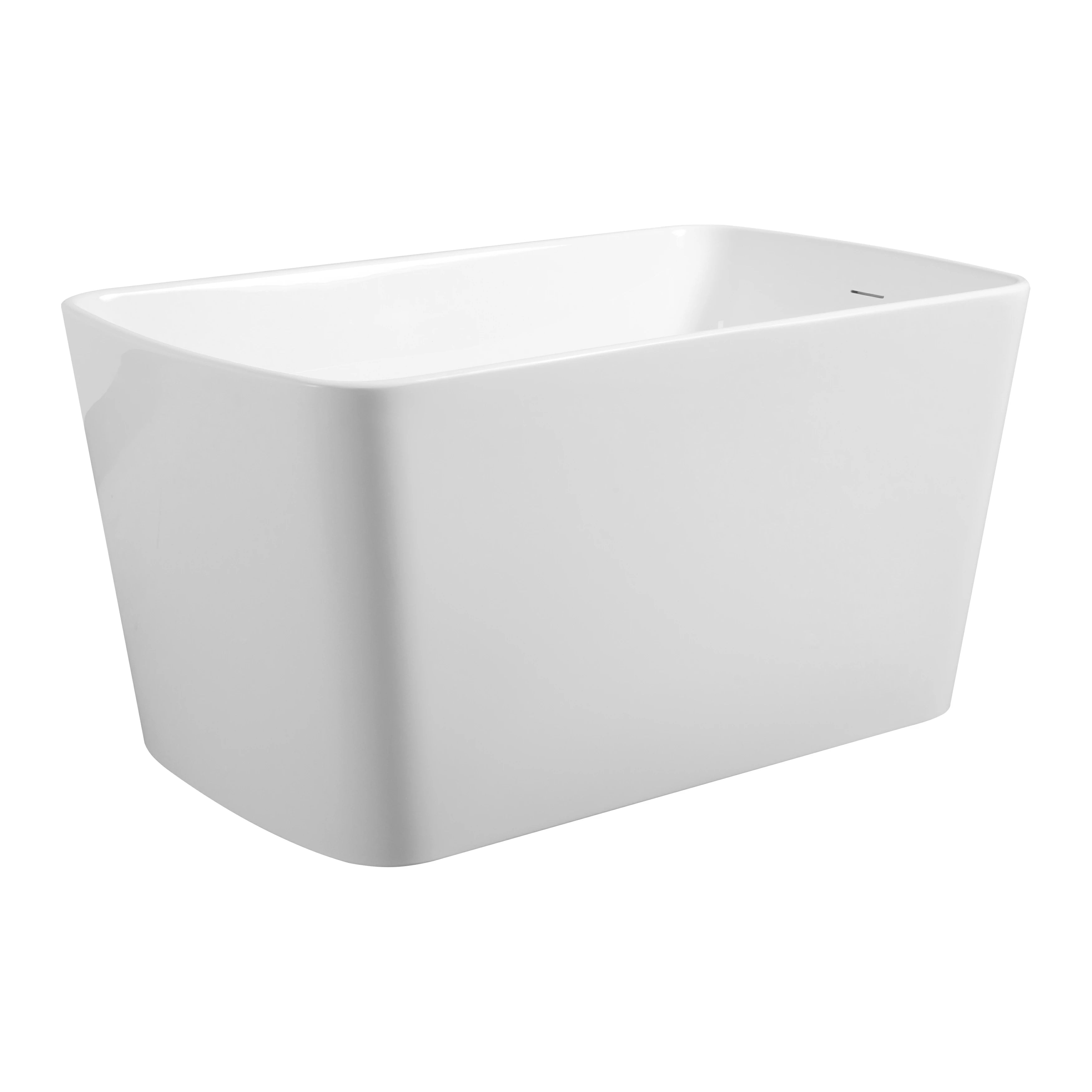 AISU 49'' freistehende Badewanne aus Acryl, quadratischer japanischer Whirlpool, Chrom-Überlauf und Schnellablauf