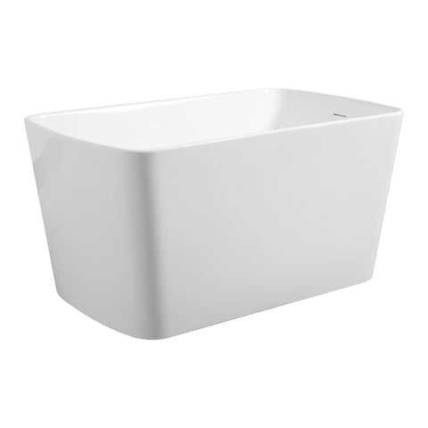 AISU 49'' freistehende Badewanne aus Acryl, quadratischer japanischer Whirlpool, Chrom-Überlauf und Schnellablauf
