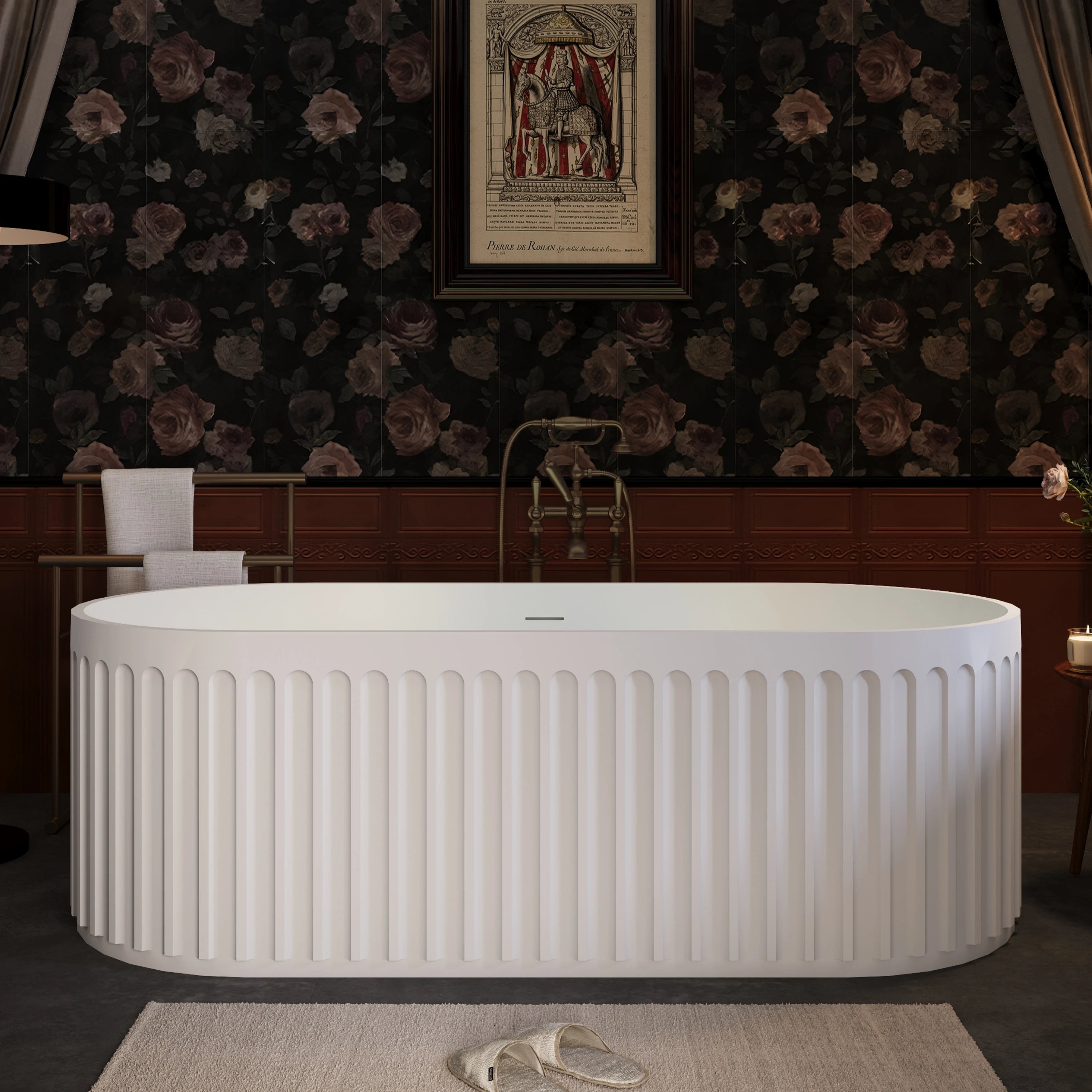 AISU 67" freistehende Badewanne aus massivem Material, luxuriöse freistehende Badewanne aus Kunststeinharz mit Überlauf und Pop-up-Abfluss, cUPC-zertifiziert, Mattweiß