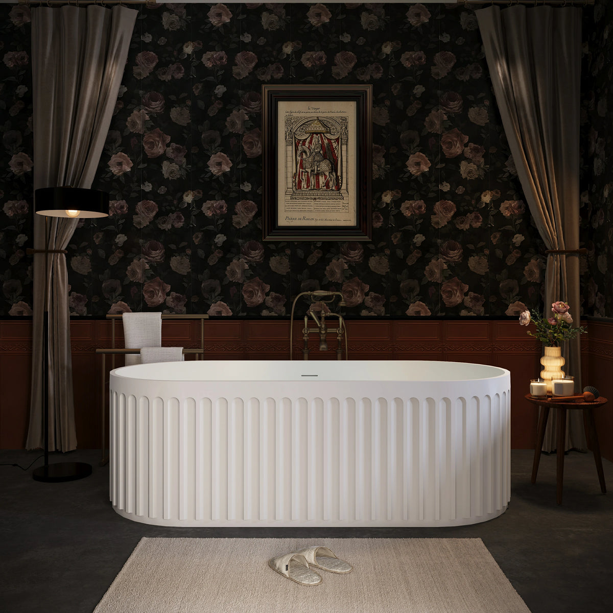 AISU 67" freistehende Badewanne aus massivem Material, luxuriöse freistehende Badewanne aus Kunststeinharz mit Überlauf und Pop-up-Abfluss, cUPC-zertifiziert, Mattweiß