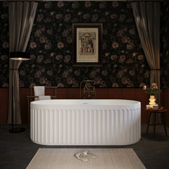 AISU 67" Freestanding Solid Surface Bathtub, Luxury Engineered Stone Resin Freestanding Soaking Bathtub with Overflow and Pop-up Drain cUPC Certified, Matte White