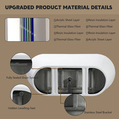 AISU Acrylic Freestanding Bathtub, Stand Alone Soaking Tub, Glossy White Acrylic, Toe-tap Chrome Drain, cUPC Certified
