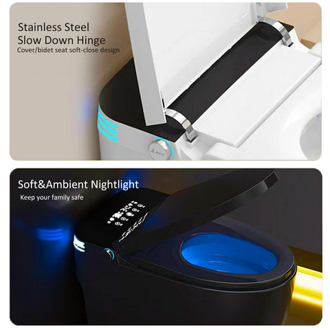AISU Smart-Toilette mit beheiztem Bidet-Sitz, tragbare Toilette mit eingebautem Bidet mit automatischem Öffnen und Schließen, automatischer Doppelspülung, Bidet-Toilette mit Trockner und warmem Wasser, weiß