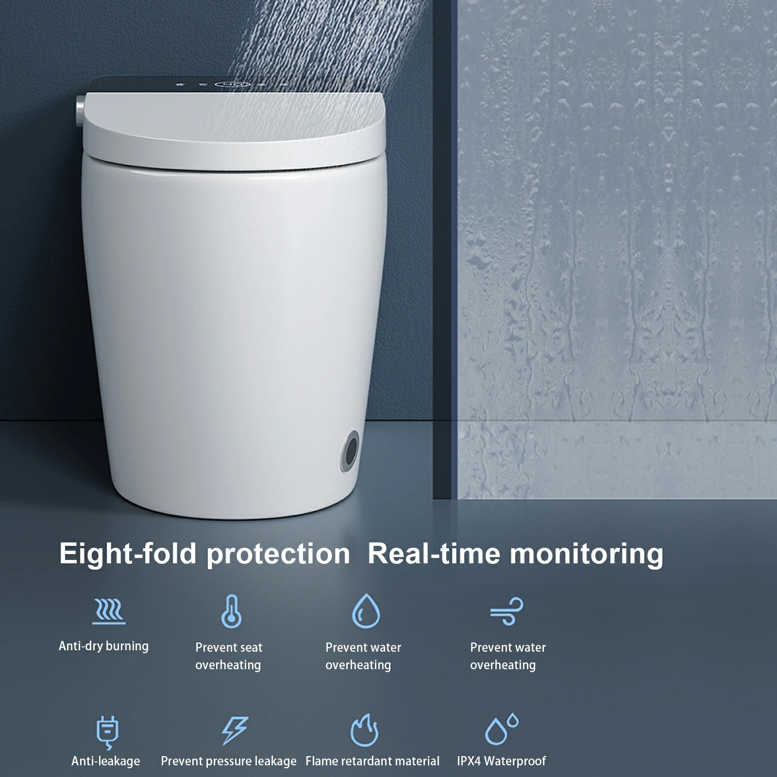 AISU Smart-Toilette mit beheiztem Bidet-Sitz, tragbare Toilette mit eingebautem Bidet mit automatischem Öffnen und Schließen, automatischer Doppelspülung, Bidet-Toilette mit Trockner und warmem Wasser, weiß