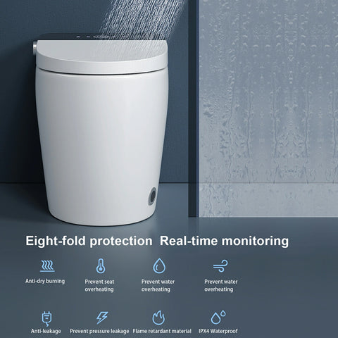 AISU Smart-Toilette mit beheiztem Bidet-Sitz, tragbare Toilette mit eingebautem Bidet mit automatischem Öffnen und Schließen, automatischer Doppelspülung, Bidet-Toilette mit Trockner und warmem Wasser, weiß