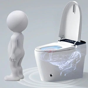 AISU Smart-Toilette mit beheiztem Bidet-Sitz, tragbare Toilette mit eingebautem Bidet mit automatischem Öffnen und Schließen, automatischer Doppelspülung, Bidet-Toilette mit Trockner und warmem Wasser, weiß