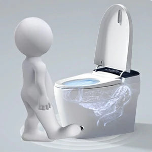AISU Smart-Toilette mit beheiztem Bidet-Sitz, tragbare Toilette mit eingebautem Bidet mit automatischem Öffnen und Schließen, automatischer Doppelspülung, Bidet-Toilette mit Trockner und warmem Wasser, weiß