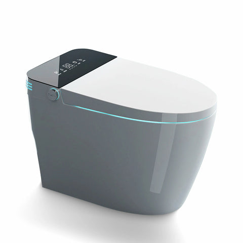 AISU Smart-Toilette mit beheiztem Bidet-Sitz, tragbare Toilette mit eingebautem Bidet mit automatischem Öffnen und Schließen, automatischer Doppelspülung, Bidet-Toilette mit Trockner und warmem Wasser, weiß