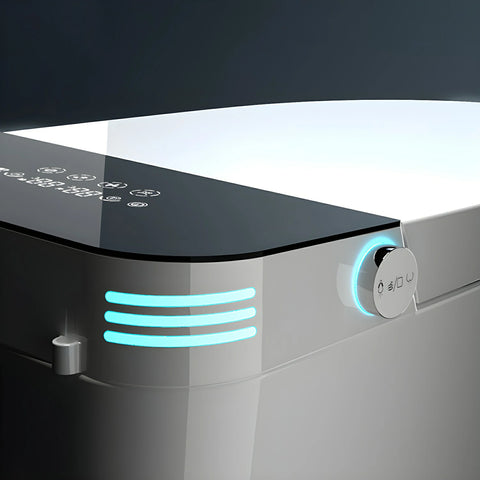 AISU Smart-Toilette mit beheiztem Bidet-Sitz, tragbare Toilette mit eingebautem Bidet mit automatischem Öffnen und Schließen, automatischer Doppelspülung, Bidet-Toilette mit Trockner und warmem Wasser, weiß