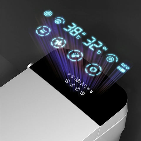 AISU Smart-Toilette mit beheiztem Bidet-Sitz, tragbare Toilette mit eingebautem Bidet mit automatischem Öffnen und Schließen, automatischer Doppelspülung, Bidet-Toilette mit Trockner und warmem Wasser, weiß