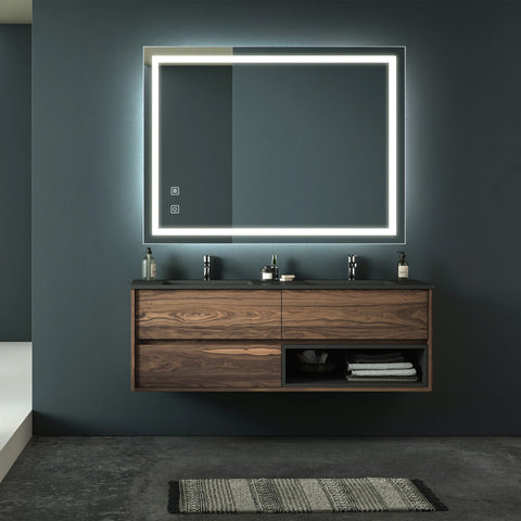 Badezimmer-Kosmetikspiegel mit LED-Beleuchtung, beschlagfrei, dimmbar, CCT einstellbar, IP54 wasserdicht, vertikal und horizontal 
