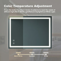 Miroir de salle de bain à LED antibuée, à intensité variable, CCT réglable, étanche IP54, vertical et horizontal 