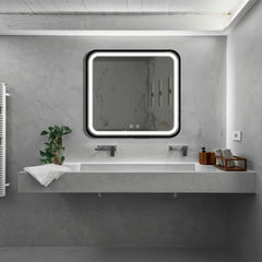 Miroir de salle de bain LED 32 x 32 pouces avec antibuée, intensité variable, CCT réglable, étanchéité IP54