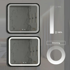Miroir de salle de bain LED 32 x 32 pouces avec antibuée, intensité variable, CCT réglable, étanchéité IP54