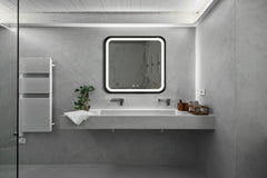 Miroir de salle de bain LED 32 x 32 pouces avec antibuée, intensité variable, CCT réglable, étanchéité IP54