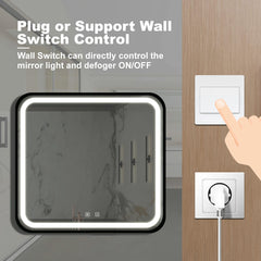 Miroir de salle de bain LED 32 x 32 pouces avec antibuée, intensité variable, CCT réglable, étanchéité IP54