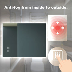 Miroir LED sans cadre, antibuée, intensité variable, CCT réglable, étanchéité IP54