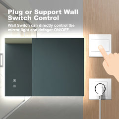 Miroir LED sans cadre, antibuée, intensité variable, CCT réglable, étanchéité IP54