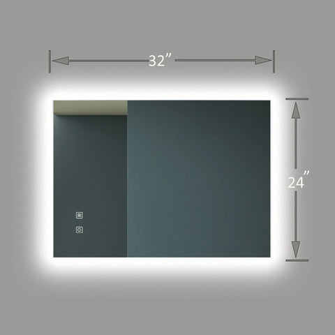 Rahmenloser, schwarz beleuchteter LED-Spiegel mit Antibeschlag, dimmbar, CCT einstellbar, IP54 wasserdicht