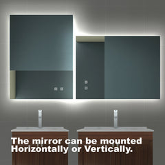 Miroir LED sans cadre, antibuée, intensité variable, CCT réglable, étanchéité IP54
