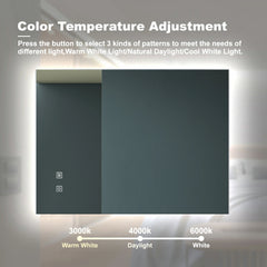 Miroir LED sans cadre, antibuée, intensité variable, CCT réglable, étanchéité IP54