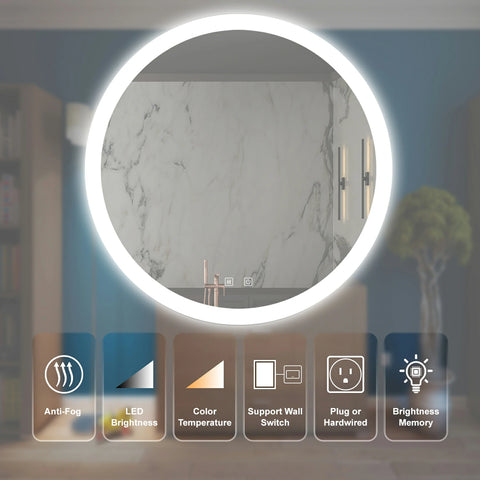 32 Zoll Badezimmer-Kosmetikspiegel mit LED-Beleuchtung, beschlagfrei, dimmbar, CCT einstellbar, IP54 wasserdicht