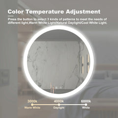 Miroir de salle de bain LED 32 pouces avec antibuée, intensité variable, CCT réglable, étanchéité IP54