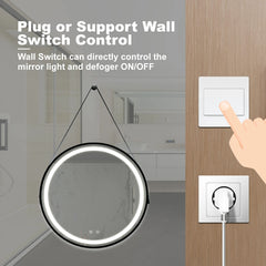 Miroir de salle de bain LED 24 pouces avec antibuée, intensité variable, CCT réglable, étanchéité IP54