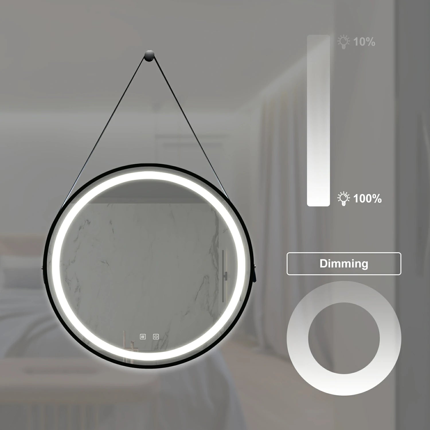 24 Zoll Badezimmer-Kosmetikspiegel mit LED-Beleuchtung, beschlagfrei, dimmbar, CCT einstellbar, IP54 wasserdicht