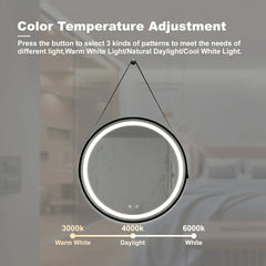 Miroir de salle de bain LED 24 pouces avec antibuée, intensité variable, CCT réglable, étanchéité IP54