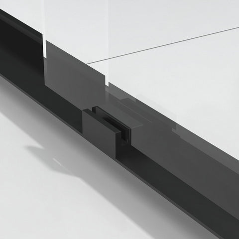 Porte de douche coulissante double avec cadre en aluminium 56-60"x70", porte coulissante de salle de bain avec verre trempé transparent de qualité supérieure de 8 mm (5/16"), finition noir mat