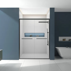 56-60"x70" Aluminum Frame Double Sliding Shower Door, Bypass Bathroom Sliding Door with Premium 5/16" (8mm) Clear Tempered Glass, Matte Black Finished
