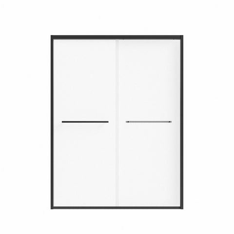 Porte de douche coulissante double avec cadre en aluminium 56-60"x70", porte coulissante de salle de bain avec verre trempé transparent de qualité supérieure de 8 mm (5/16"), finition noir mat