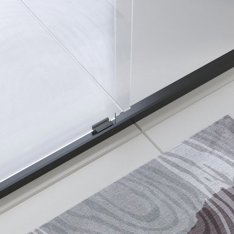 Porte de douche coulissante double avec cadre en aluminium 56-60"x70", porte coulissante de salle de bain avec verre trempé transparent de qualité supérieure de 8 mm (5/16"), finition noir mat