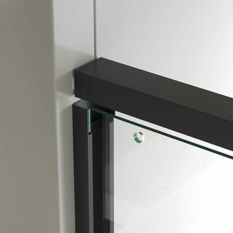 Porte de douche coulissante double avec cadre en aluminium 56-60"x70", porte coulissante de salle de bain avec verre trempé transparent de qualité supérieure de 8 mm (5/16"), finition noir mat