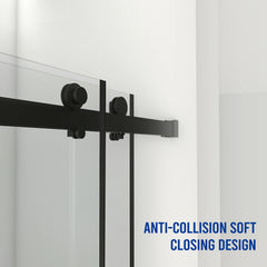 56"-60" B x 76" H rahmenlose doppelte Schiebetür für Dusche, 3/8" (10 mm) klares gehärtetes Glas mit quadratischer Schiene, beidseitig leicht zu reinigende Beschichtung, mattschwarze Oberfläche mit Puffer 