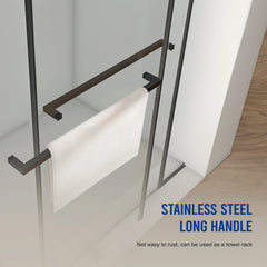 56"-60" B x 76" H rahmenlose doppelte Schiebetür für Dusche, 3/8" (10 mm) klares gehärtetes Glas mit quadratischer Schiene, beidseitig leicht zu reinigende Beschichtung, mattschwarze Oberfläche mit Puffer 
